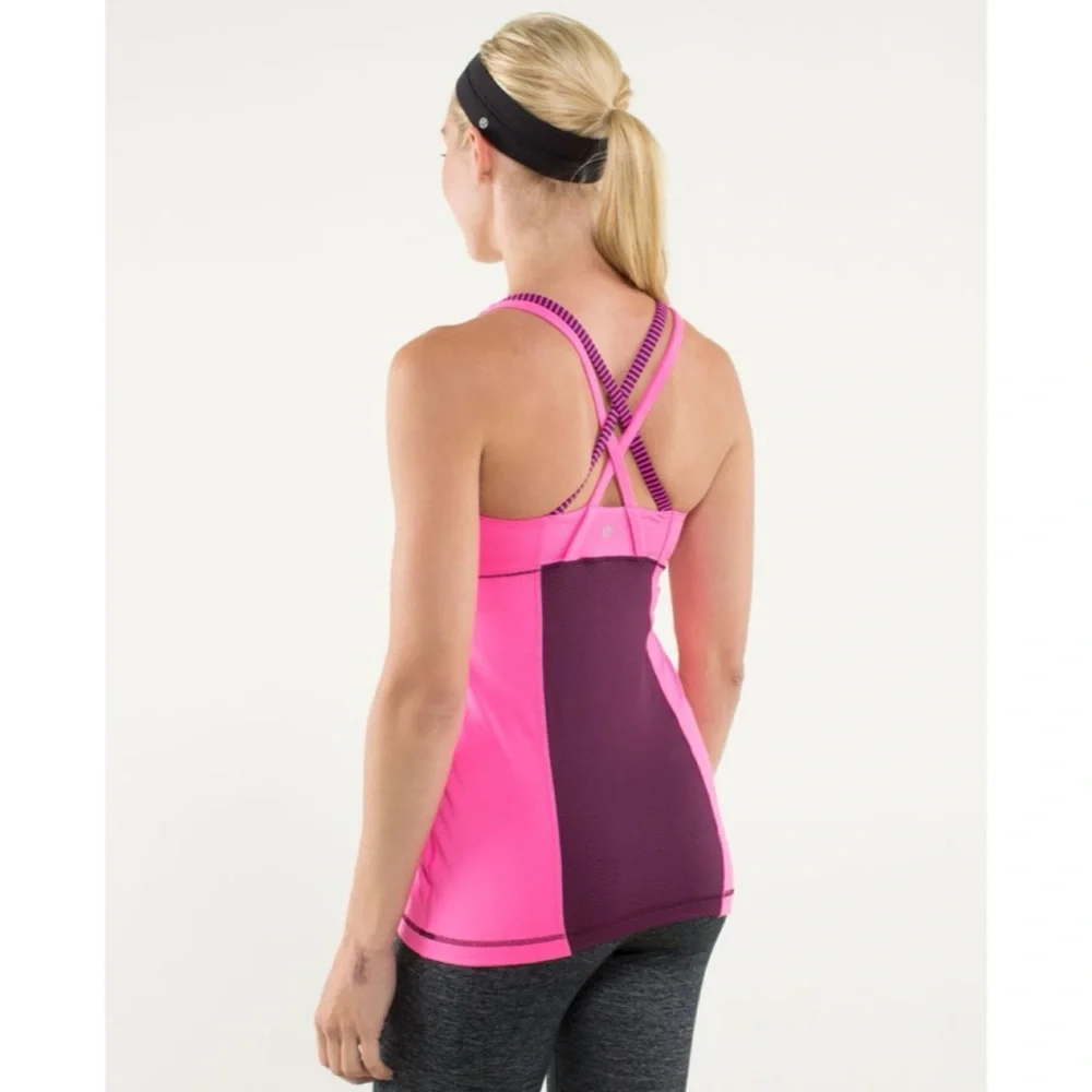 Lululemon Energy Tank Hyper Stripe Raspberry Glo Light 4